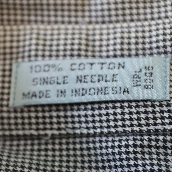 Alfani Men's Black and White small herringbone print Dress Shirt 17 1/2 34-35 - Picture 4 of 12